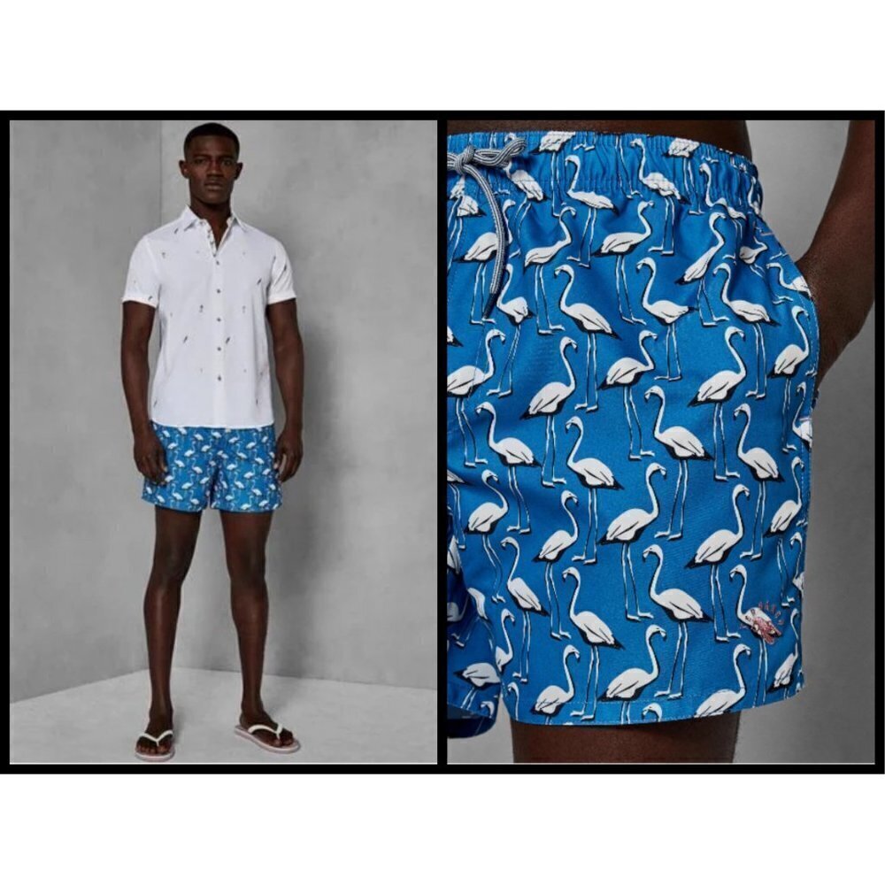 💕TED BAKER💕 Geo Flamingo Print Swim Shorts 2XL
